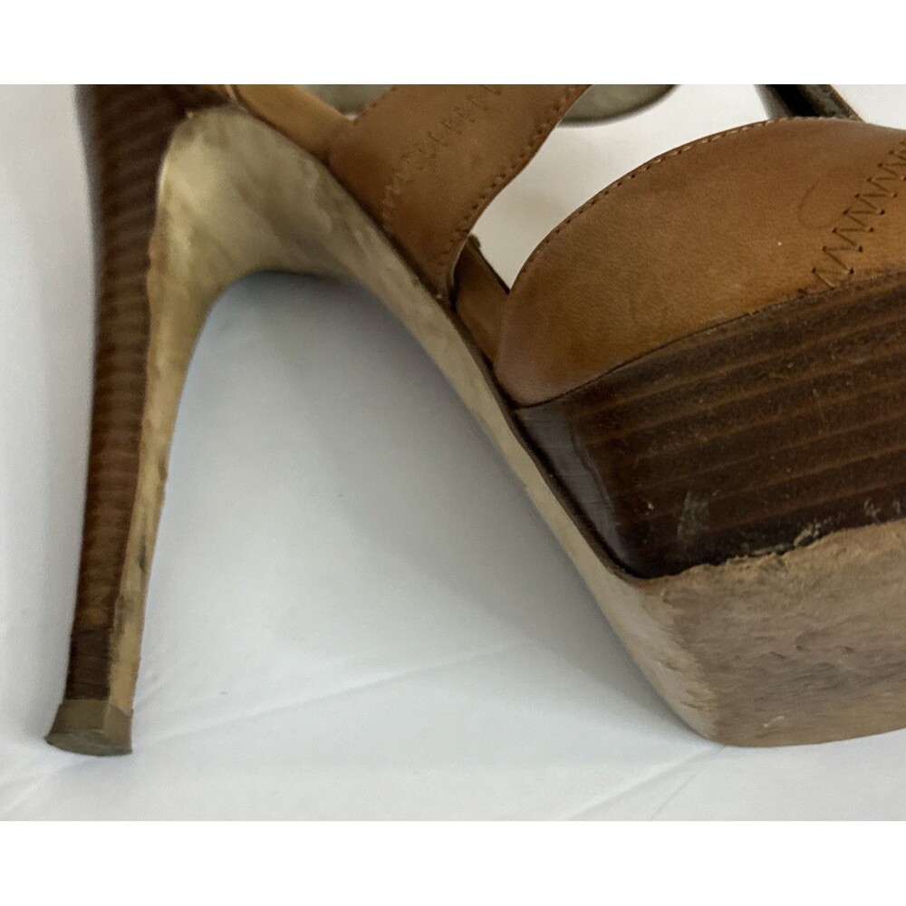 Michael Kors Women Tan Leather Zipper Heels Sandals Size 8M AS IS - Picture 5 of 10